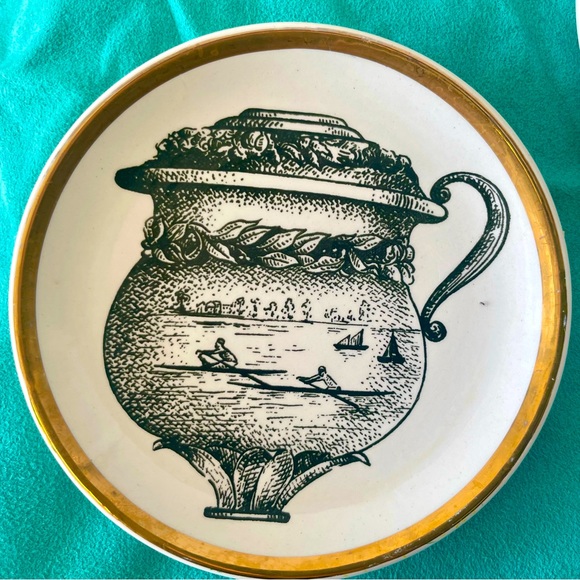 Fornasetti for Bucciarelli Vessels Milano Italy MCM Gold Porcelain Coasters Set - Picture 8 of 11